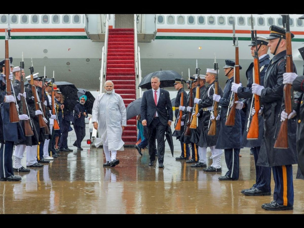 Indian prime minister Narendra Modi arrives at Joint Base Andrews in Washington DC