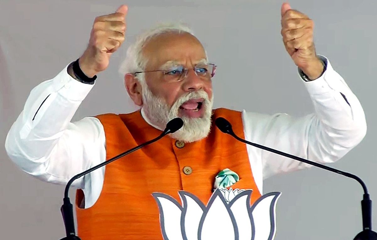 Indian prime minister Narendra Modi at an election rally in Karnataka