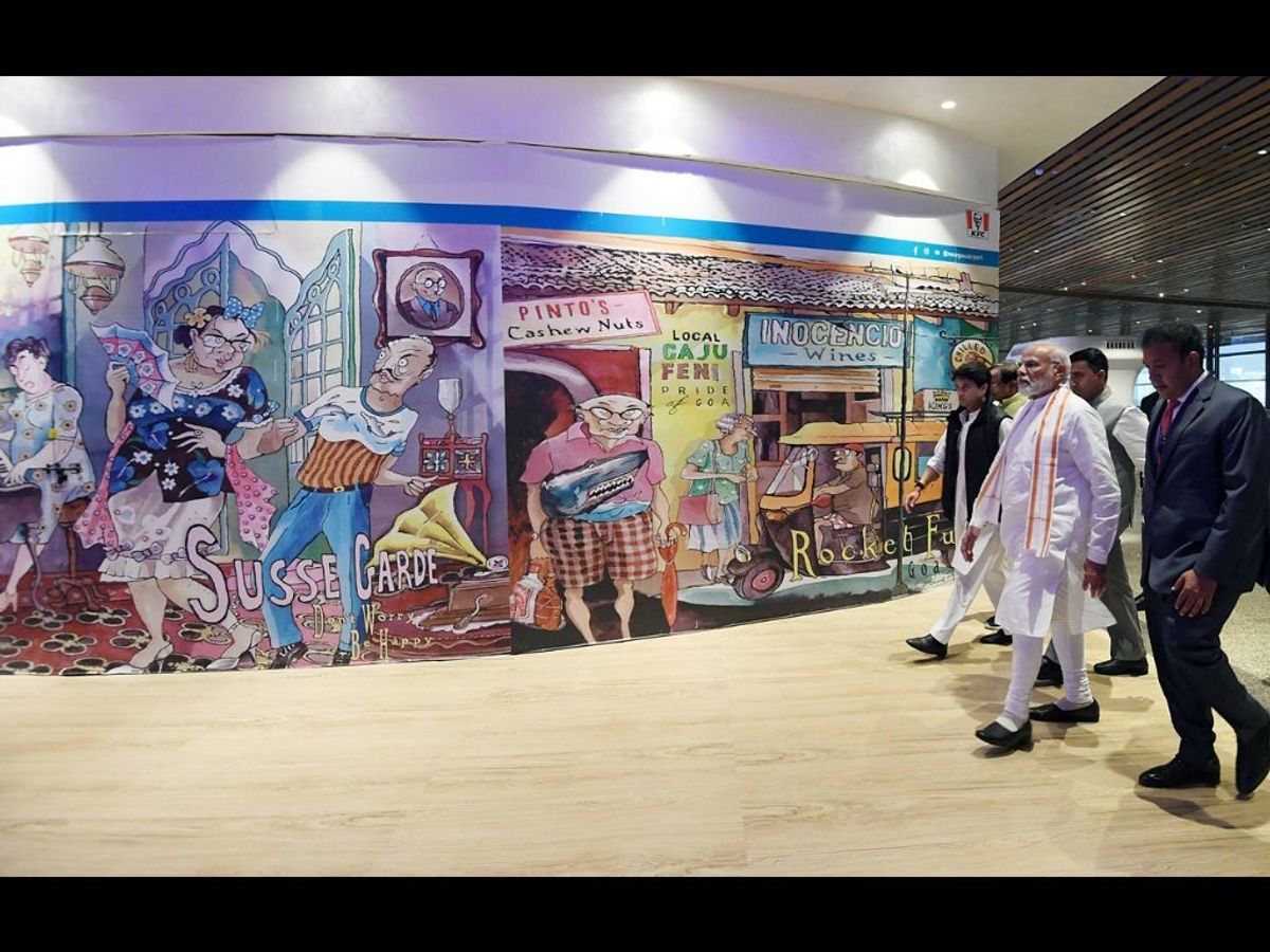 Indian prime minister Narendra Modi at the inauguration of Mopa International Airport, in the Indian state of Goa