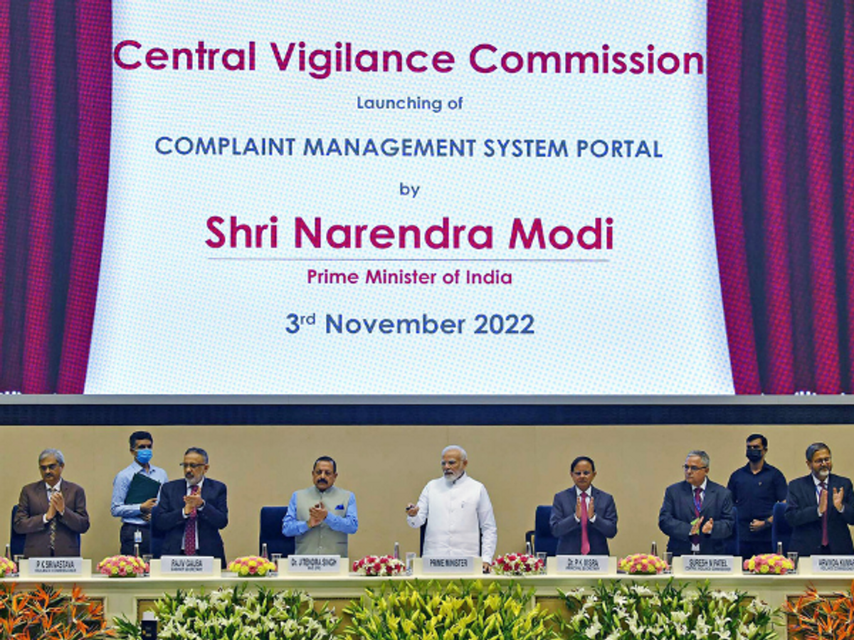 Indian prime minister Narendra Modi attends the programme marking Vigilance Awareness Week of Central Vigilance Commission in New Delhi on Thursday, November 3, 2022.