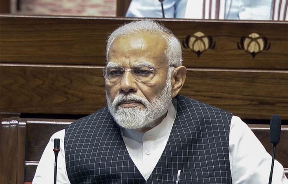 Indian prime minister Narendra Modi in the parliament on July 3, 2024.