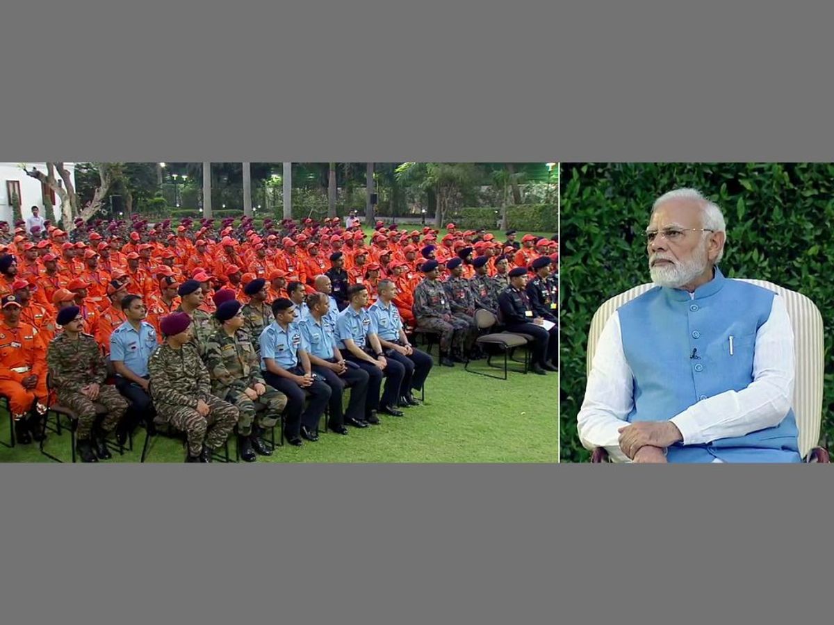 Indian prime minister Narendra Modi interacts with Indian rescue professionals involved in 'Operation Dost' in the earthquake-hit Turkey, in New Delhi
