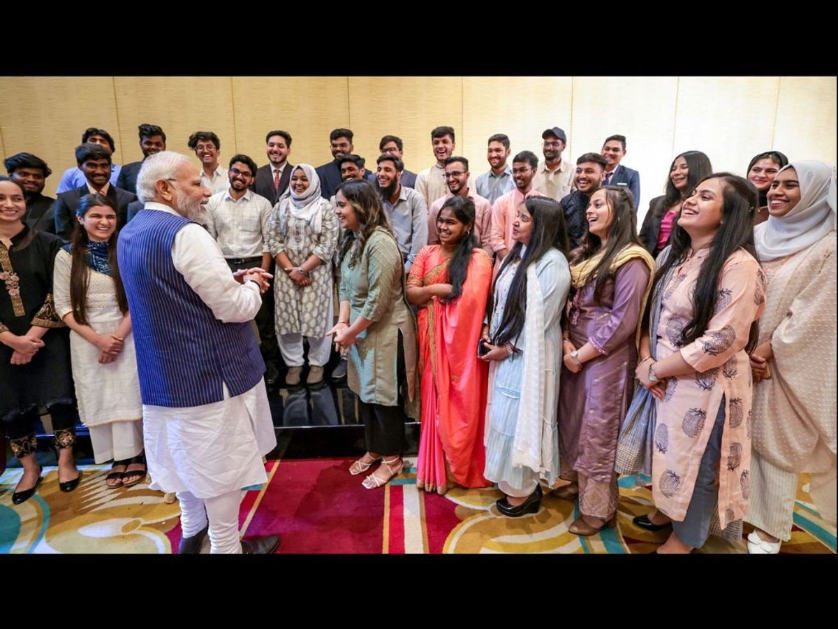 Indian prime minister Narendra Modi interacts with the Indian Community in Cairo