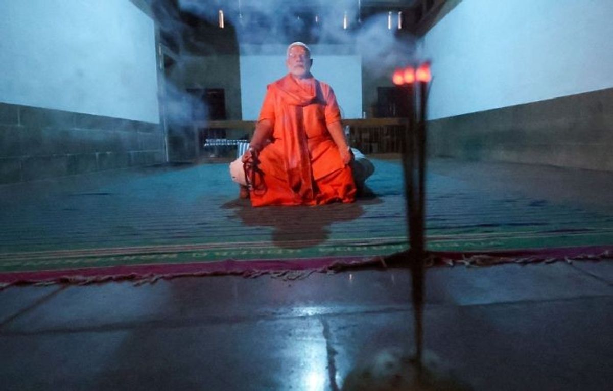 Indian prime minister Narendra Modi meditates at Vivekananda Rock Memorial in Kanyakumari in the southern state of Tamil Nadu