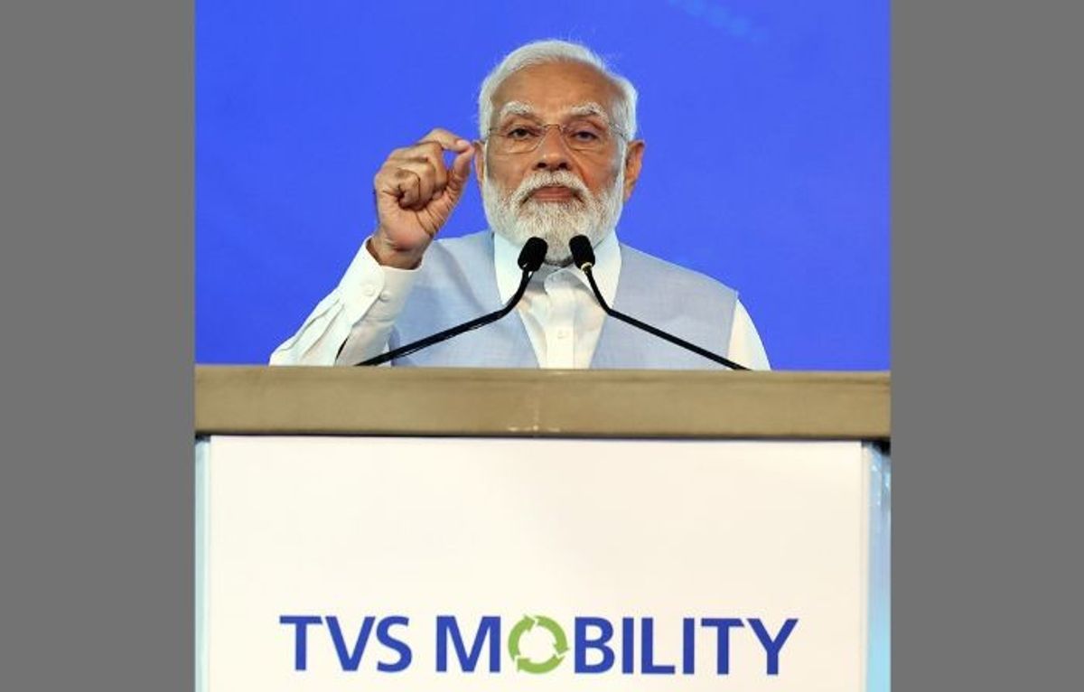 Indian prime minister Narendra Modi speaks at an event in Madurai in the southern Indian state of Tamil Nadu