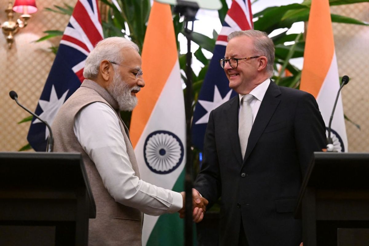Indian prime minister Narendra Modi with his Australian counterpart Anthony Albanese in Sydney