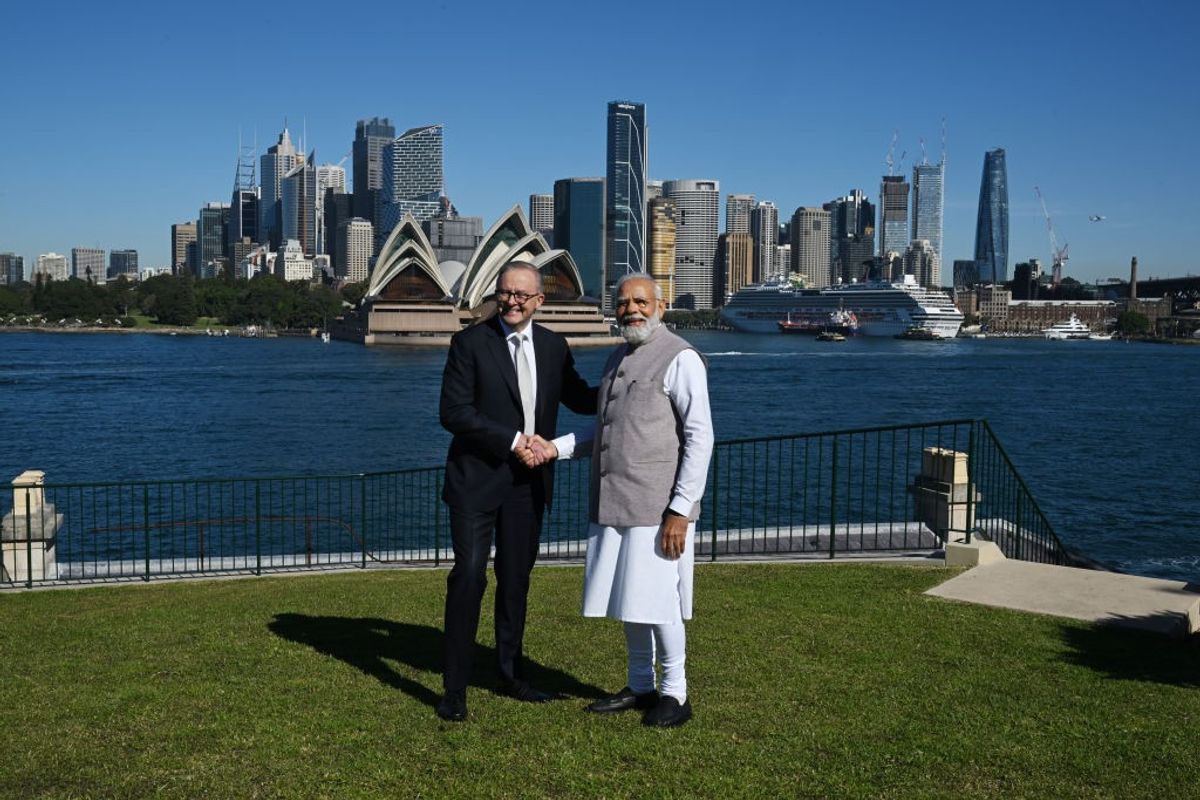Indian prime minister Narendra Modi with his Australian counterpart Anthony Albanese