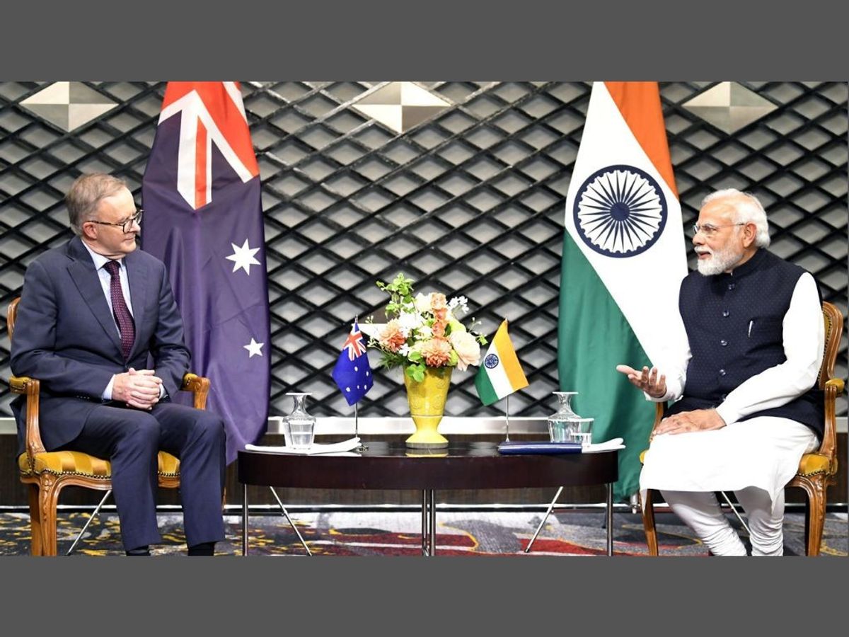 Indian prime minister Narendra Modi with his Australian counterpart Anthony Albanese