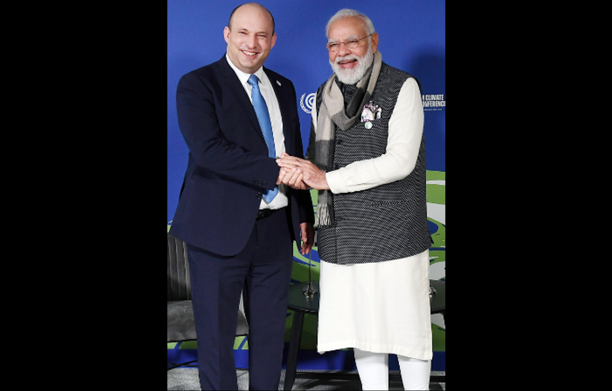 Indian prime minister Narendra Modi with his Israeli counterpart Naftali Bennett. (ANI Photo)