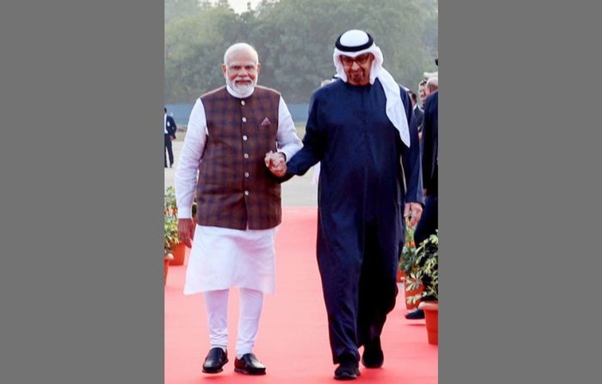 Indian prime minister Narendra Modi with UAE president Mohamed bin Zayed Al Nahyan