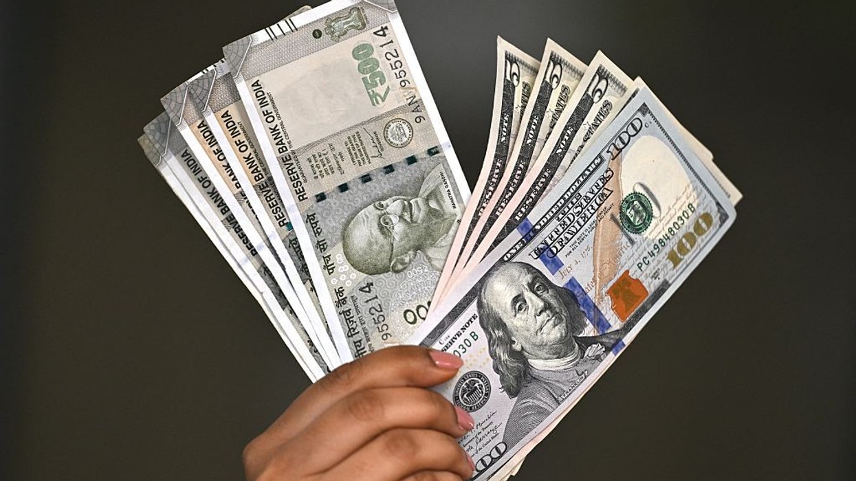 Indian rupee and US dollar currency notes