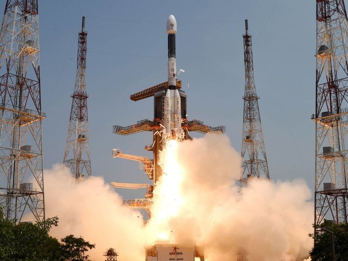 Indian Space Research Organisation (ISRO) launches its advanced navigation satellite SLV-F12 and NVS-1, in Sriharikota in the south-western state of Andhra Pradesh