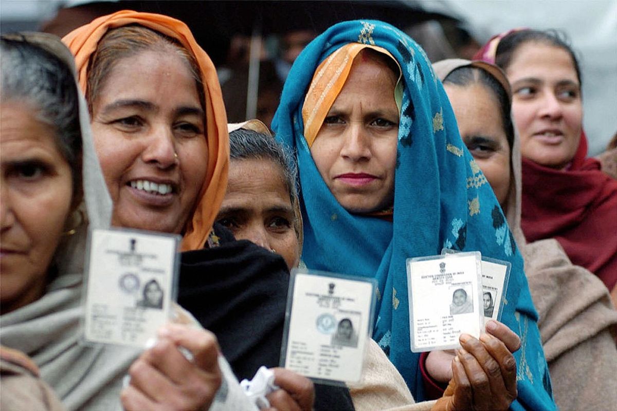 Indian voters waiting to cast their ballots