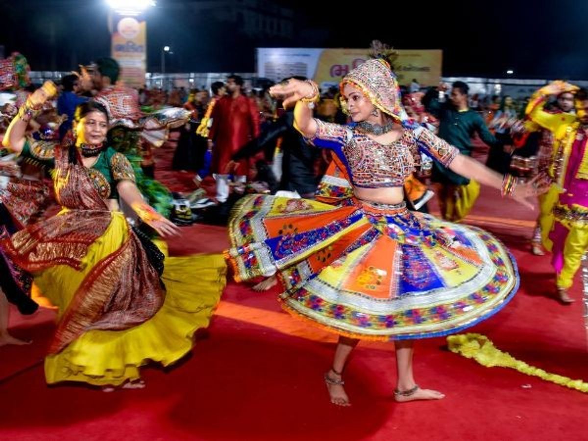 Indian women dance 'Garba' in the western state of Gujarat