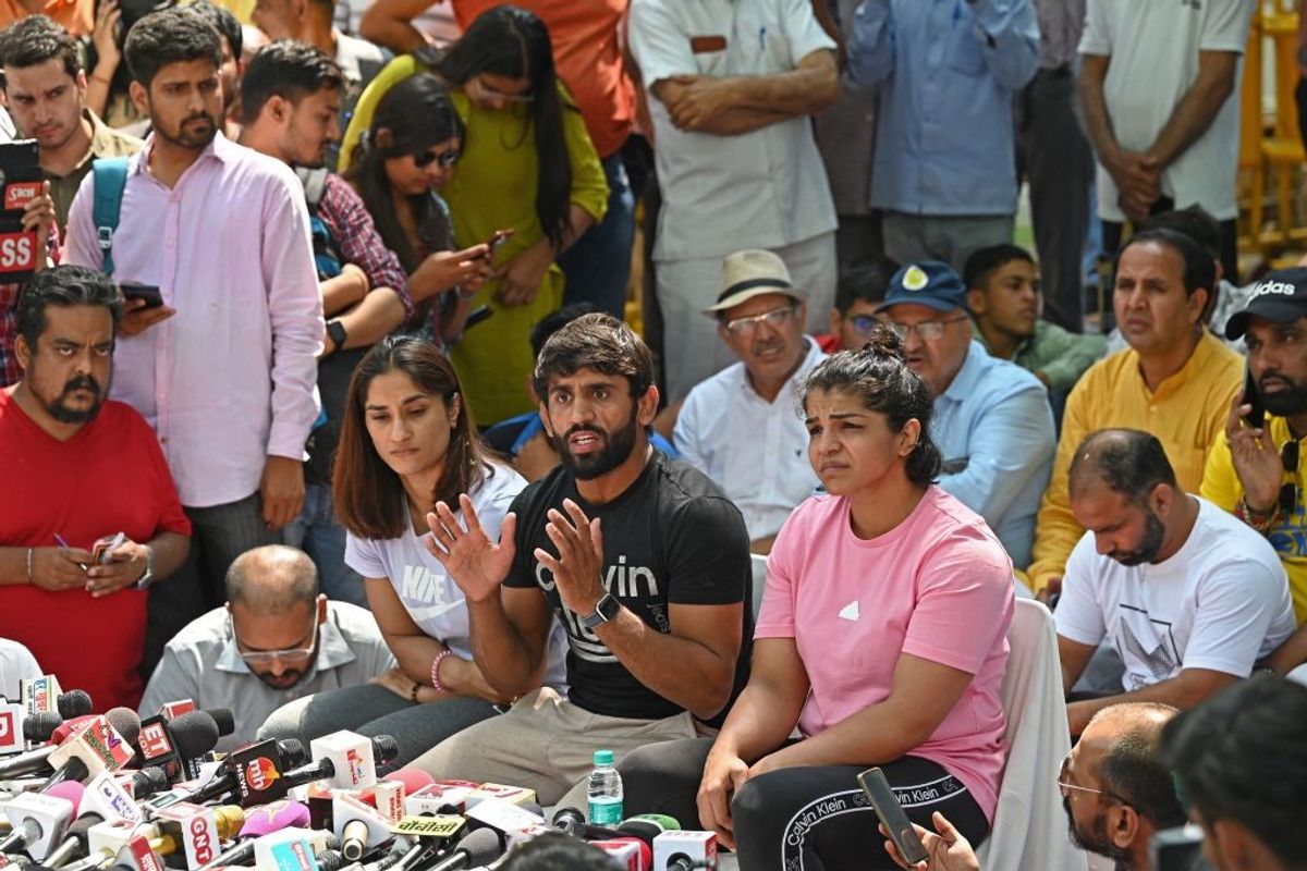 Indian wrestlers protest against WFI