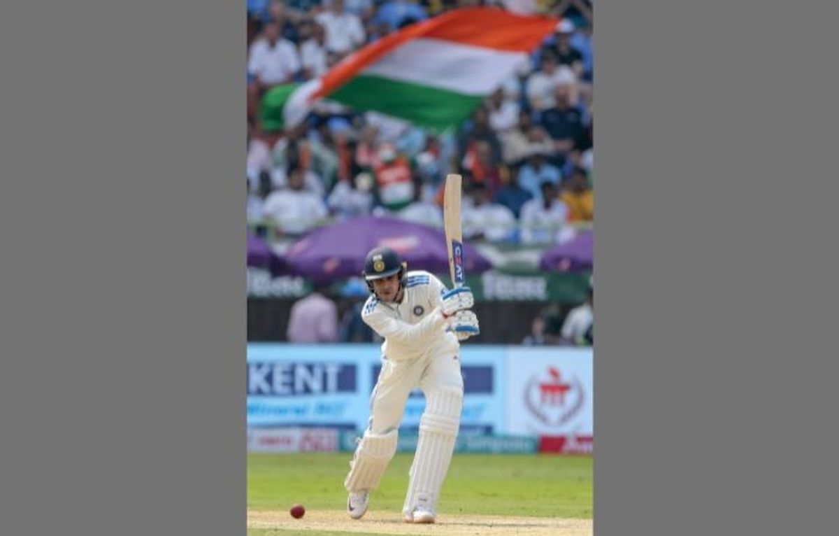 India’s Shubman Gill plays a shot during the second Test match against England