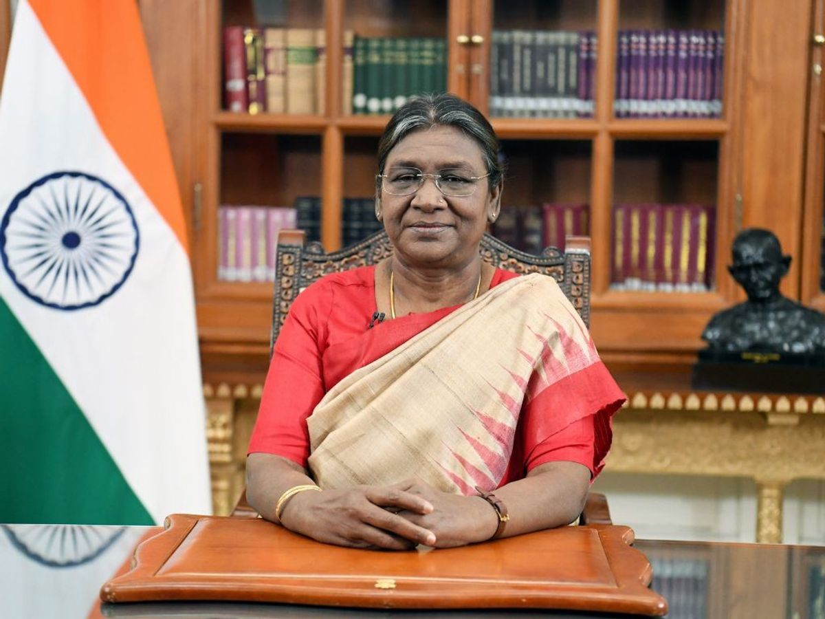Indin president Droupadi Murmu addresses the nation on the eve of the 74th Republic Day, in New Delhi