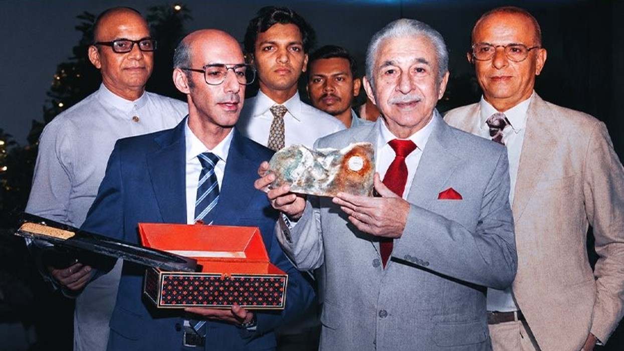Jim Sarbh and Naseeruddin Shah as Xerxes Desai and J.R.D. Tata