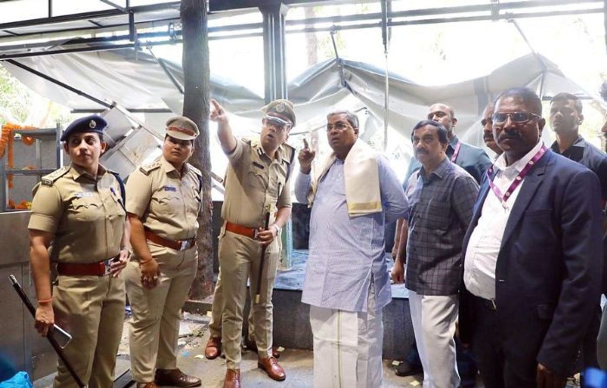 Karnataka CM Siddaramaiah inspects Rameshwaram Cafe in Bengaluru where a blast took place on March 1, 2024.