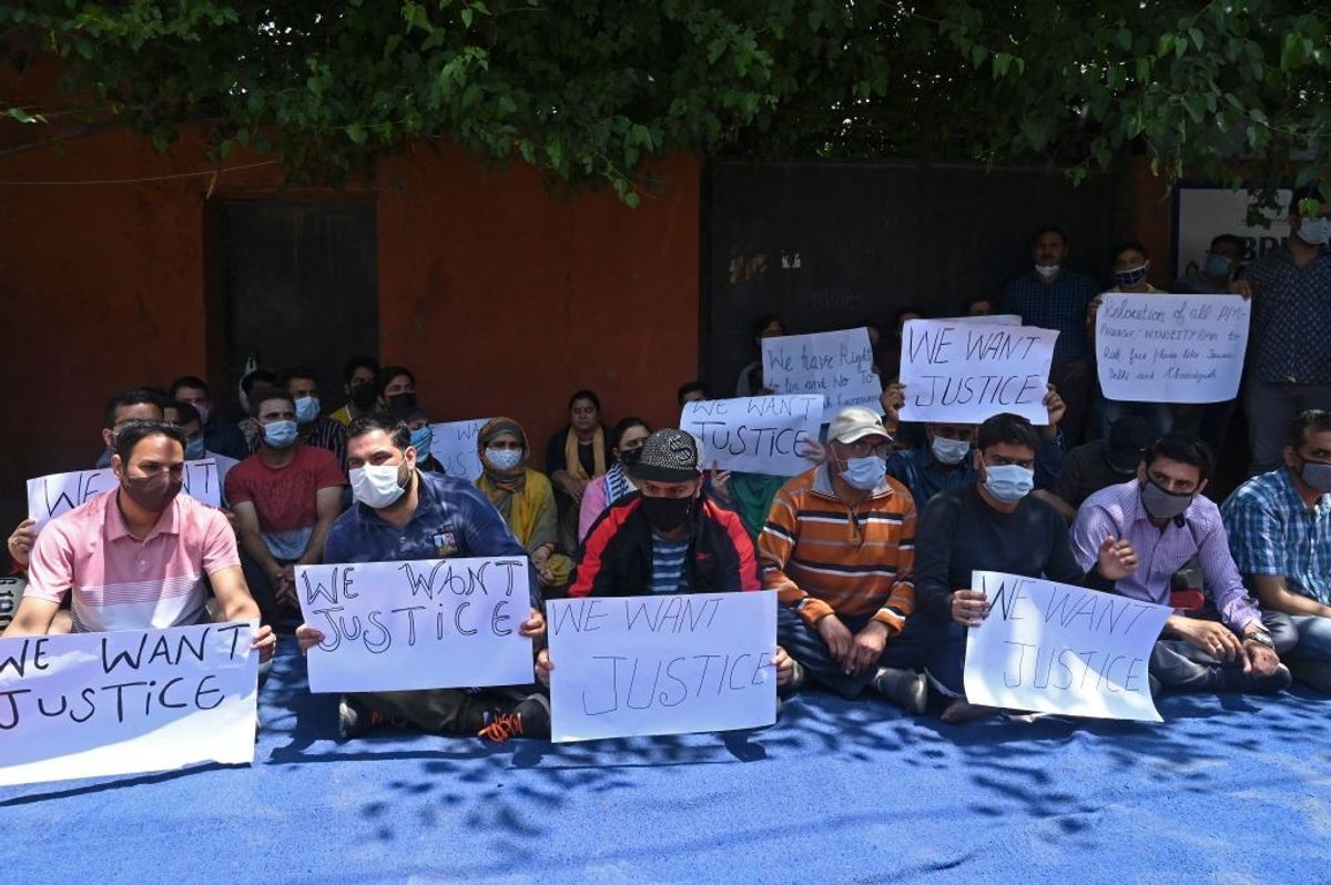 Kashmiri Pandits protest Srinagar