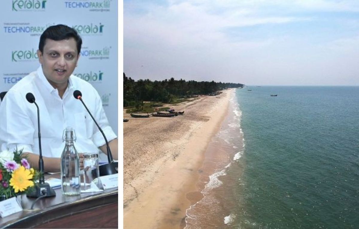 Kerala tourism minister PA Mohamed Riyas (L) and Kerala's Marari beach