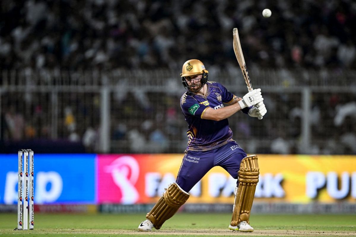 KKR's Phil Salt plays a shot against Delhi Capitals in IPL 2024
