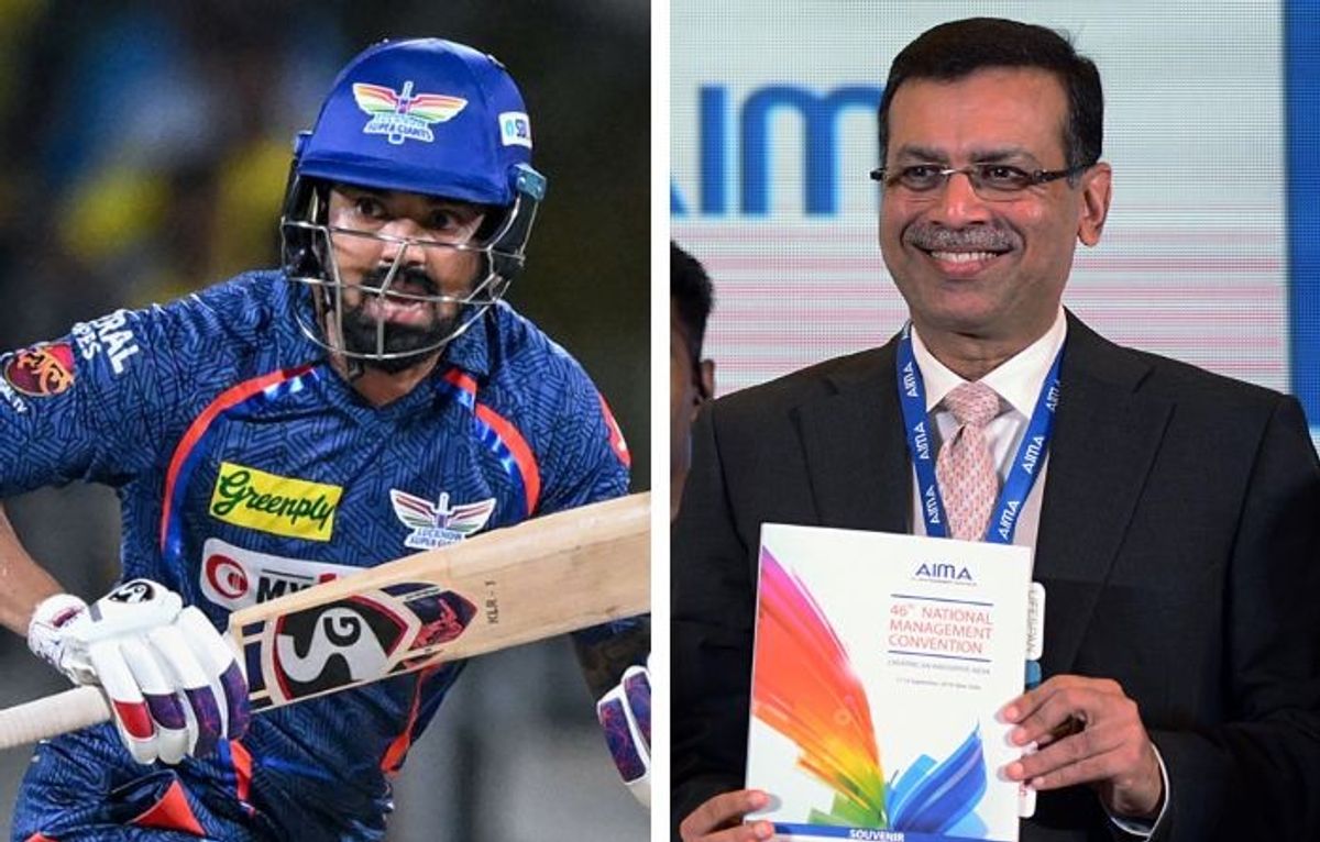 KL rahul (L) and Sanjiv Goenka