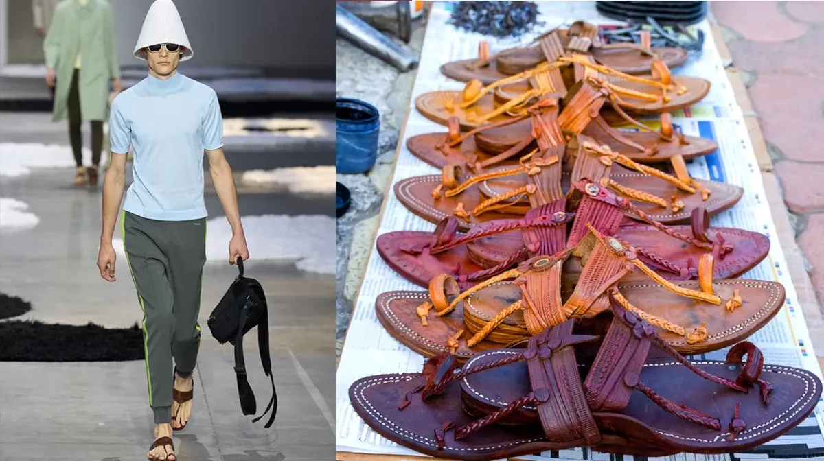 Kolhapuri chappals, Prada, Milan