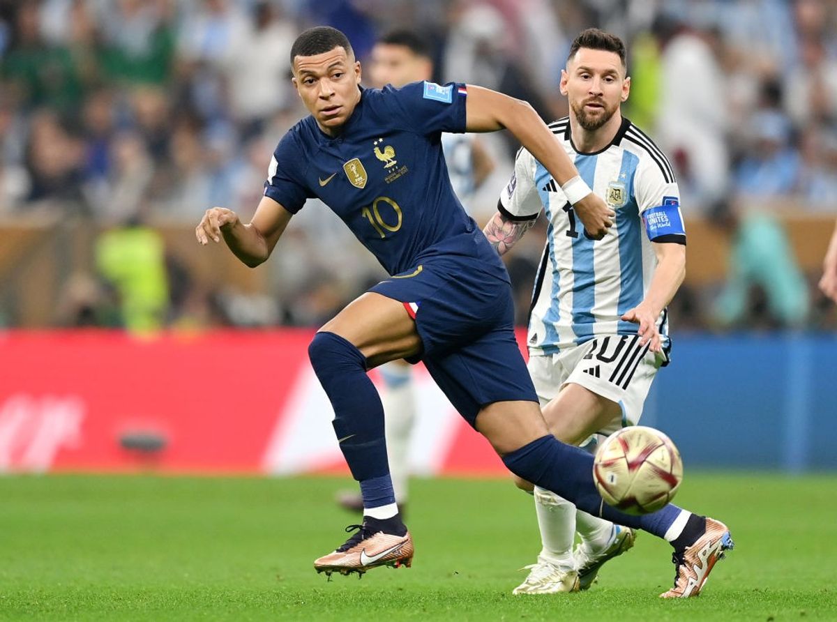 Kylian Mbappe and Lionel Messi during FIFA World Cup 2022 final