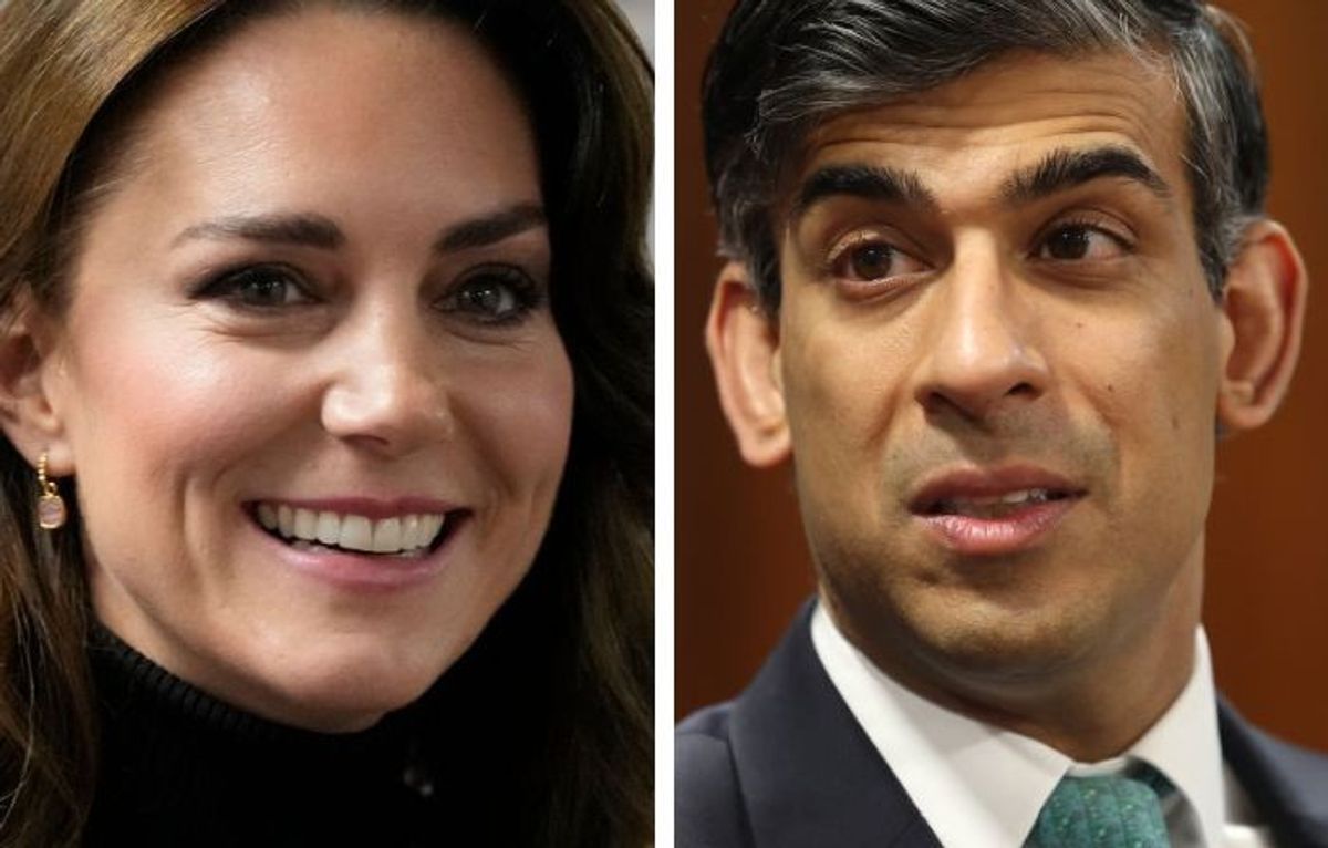(L-R) Catherine, princess of Wales, and UK PM Rishi Sunak
