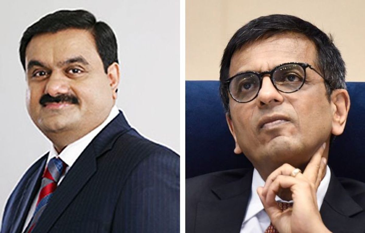 (L-R) Chief Justice of India DY Chandrachud and Gautam Adani
