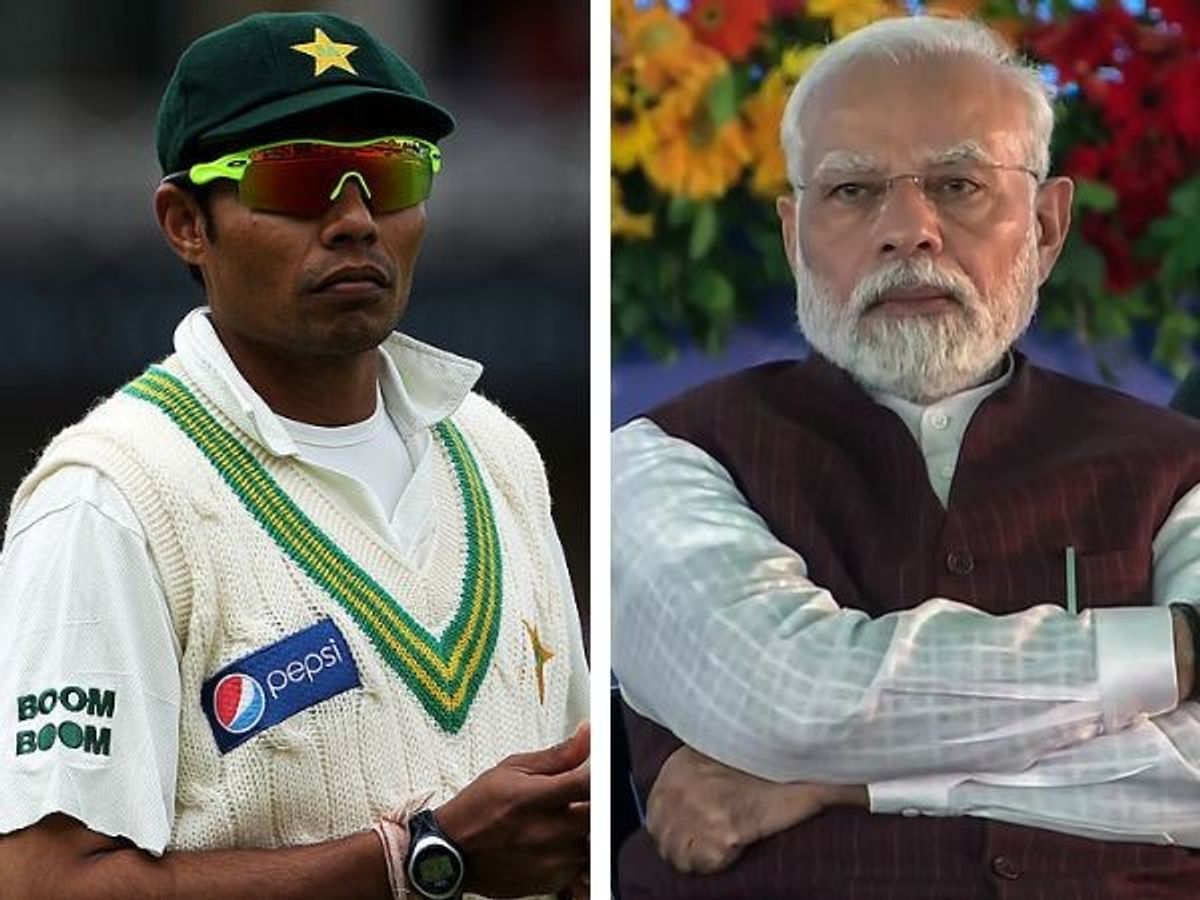 (L-R) Danish Kaneria and PM Narendra Modi