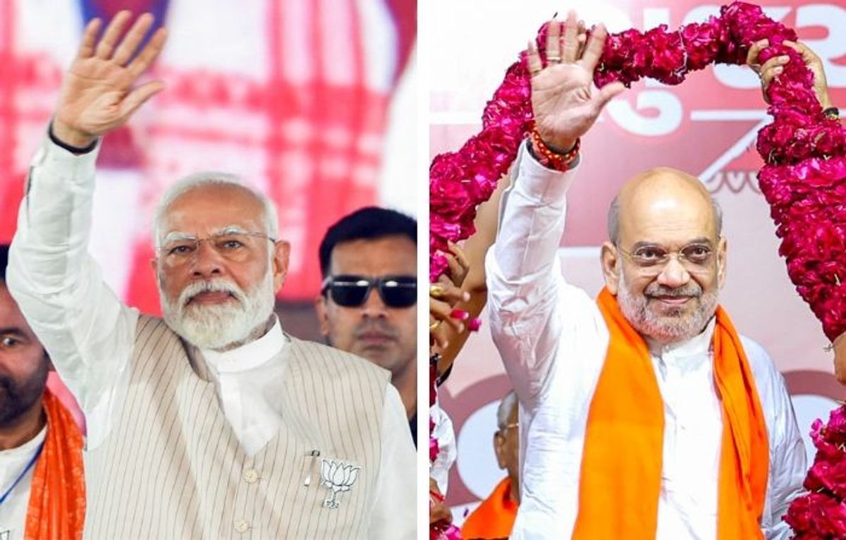 (L-R) Indian prime minister Narendra Modi and home minister Amit Shah