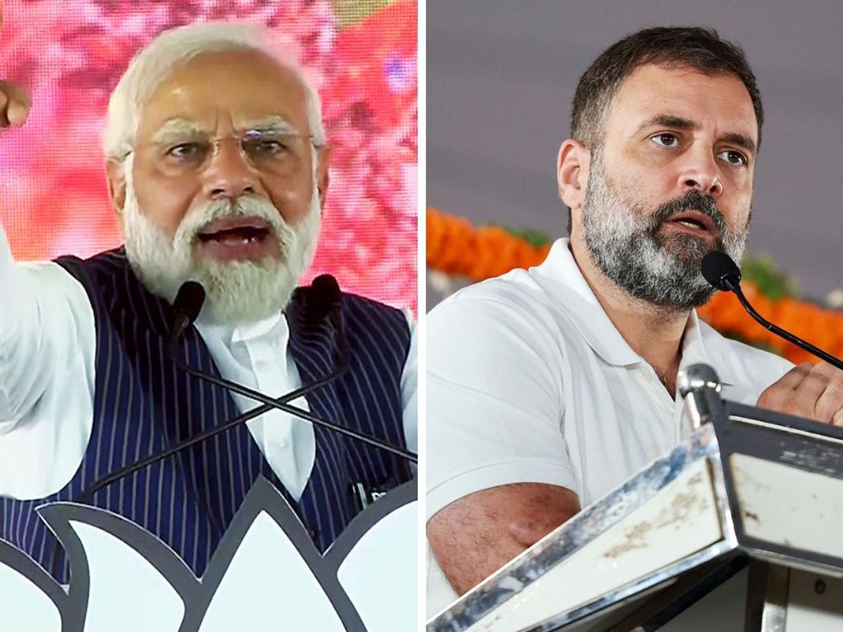 (L-R) Indian prime minister Narendra Modi and Indian National Congress leader Rahul Gandhi
