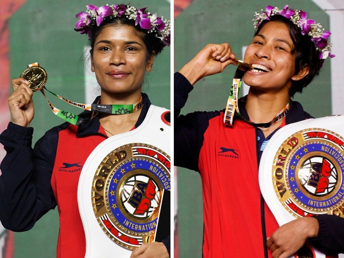 (L-R) Indian women boxers Nikhat Zareen and Lovina Borgohain after their feats at the Women's World Boxing Championships.