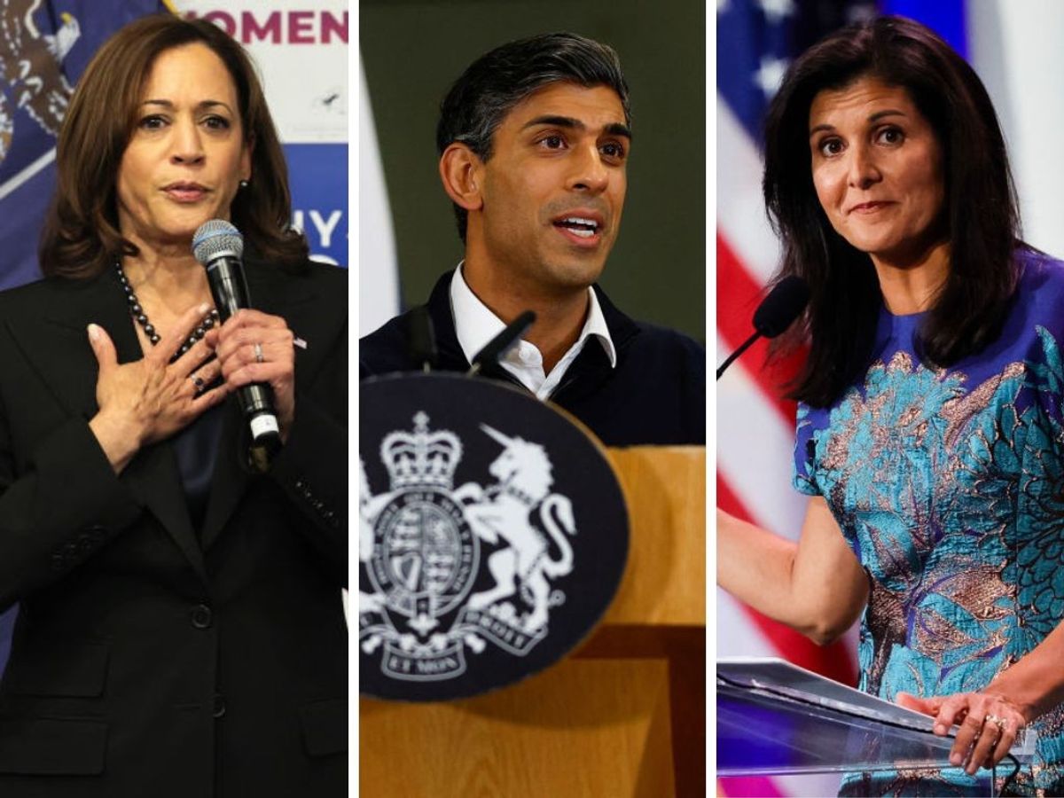 (L-R) Kamala Harris, Rishi Sunak and Nikki Haley