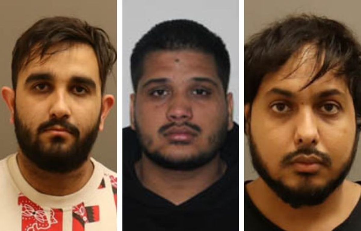 (L-R) Karan Brar, Kamalpreet Singh and Karanpreet Singh, who were arrested by police in Canada on May 3 in connection with the killing of Sikh separatist leader Hardeep Singh Nijjar in June last year.