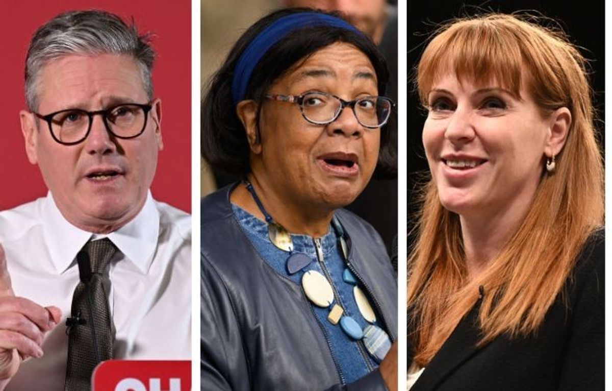 (L-R) Labour leaders Keir Starmer, Diane Abbott and Angela Rayner