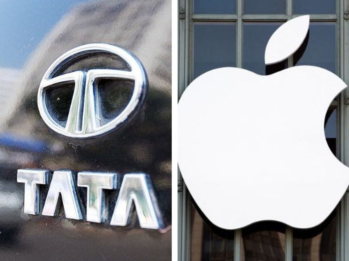 (L-R) Logos of Tata and Apple