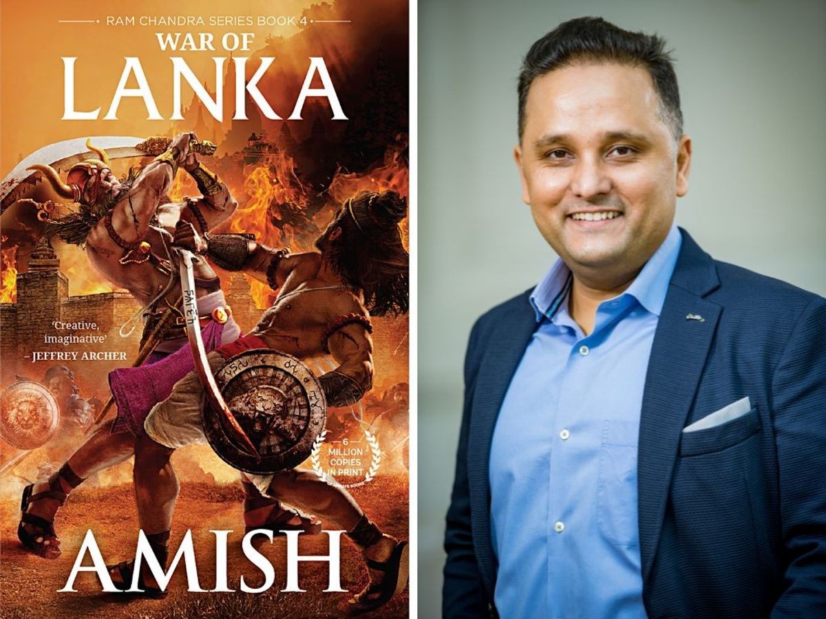 (L-R) The cover of 'War of Lanka' and Amish Tripathi
