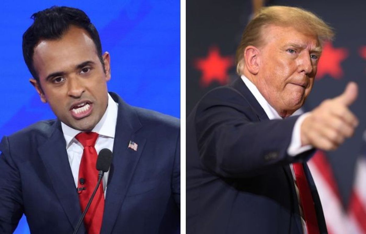 (L-R) Vivek Ramaswamy and Donald Trump