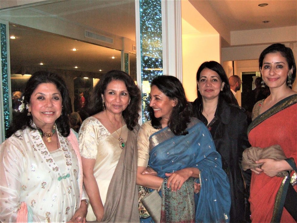 LEAD 3 Srichand Hinduja INSET party in Cannes in 2009 with Ritu Kumar chk Sharmila Tagore Deepti Naval Surina Narula and Manisha Koirala scaled