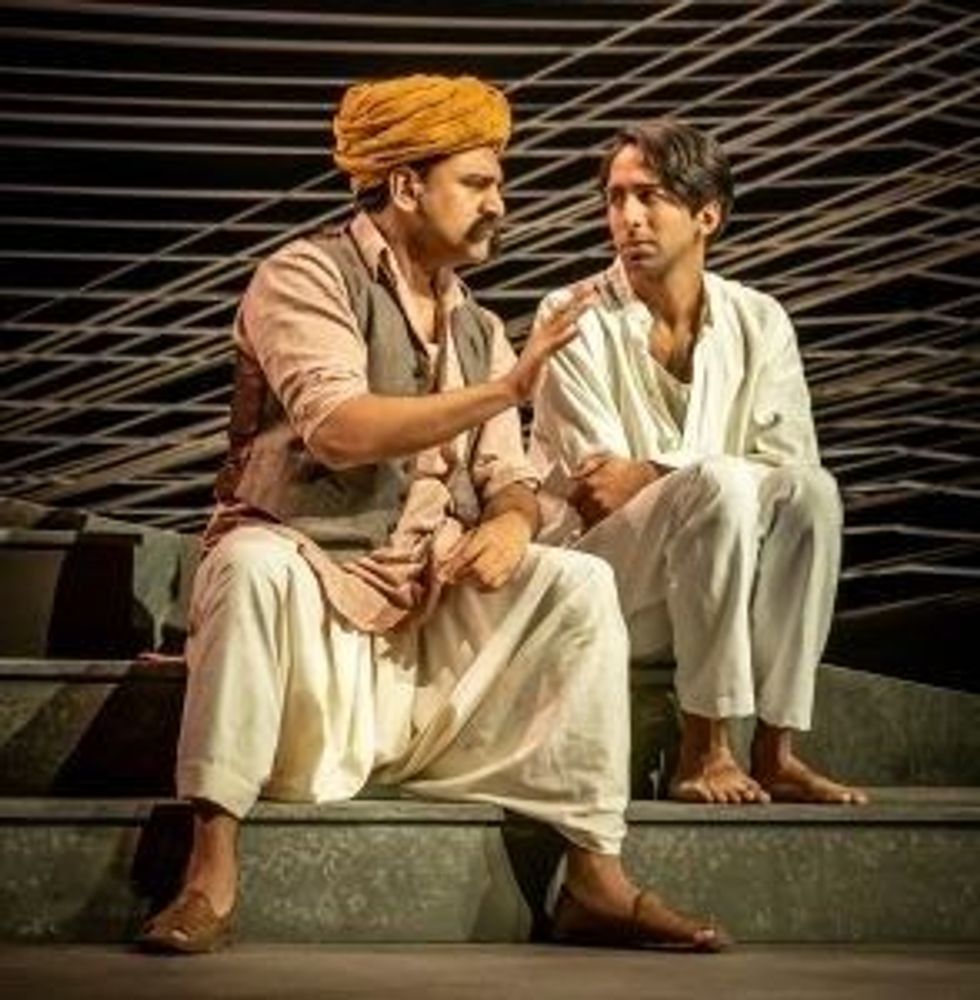 LEAD Inset 4 Nadeem Islam Mithun and Shubham Saraf Nathuram Godse in The Father and the Assassin at the National Theatre. Credits Marc Brenner 9070