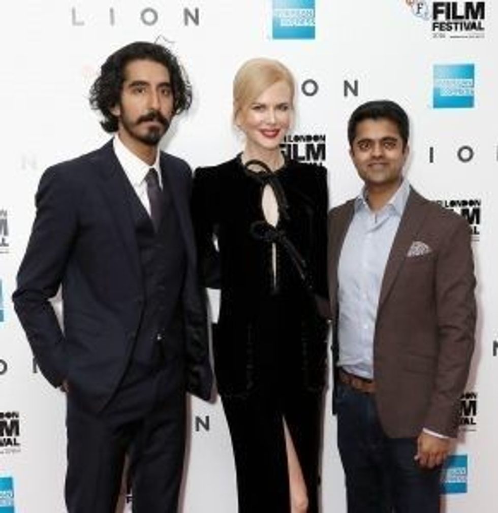 Lead inset Divian Ladwan With Dev Patel and Nicole Kidman at Lion gala screening