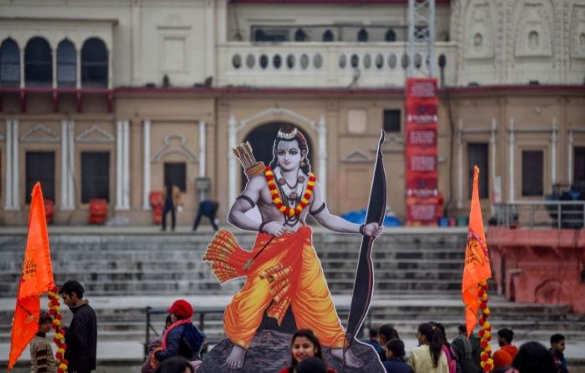 Lord Ram's cutout at Ram temple in Ayodhya, Uttar Pradesh