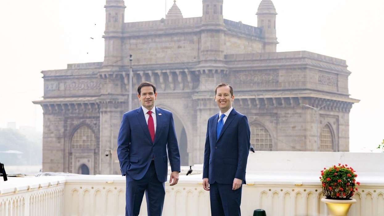 Marco Rubio with Sergio Gor at The Gateway of India
