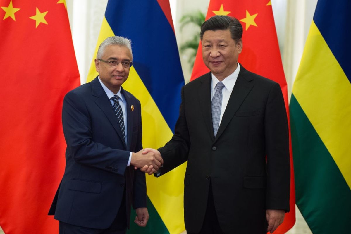 Mauritius PM Pravind Jugnauth and Chinese president Xi Jinping