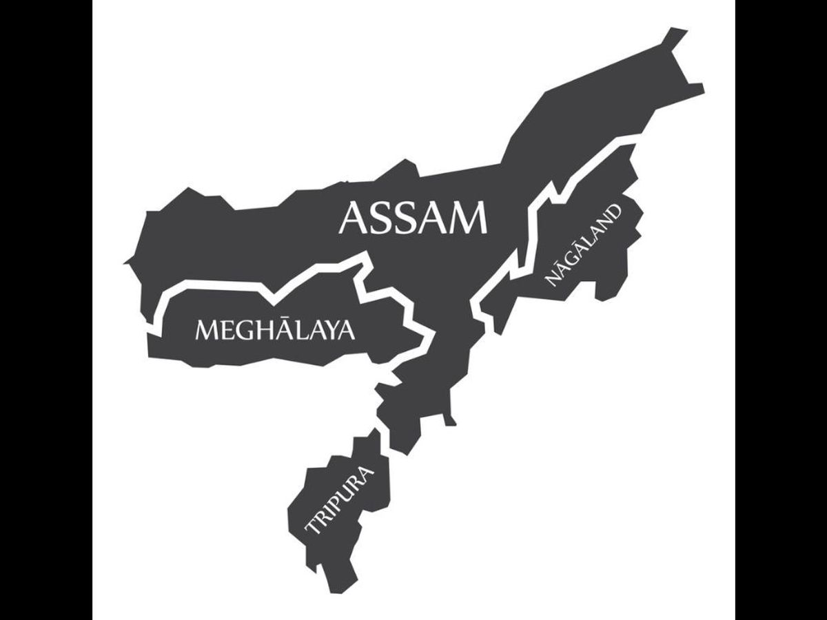 Meghalaya and Assam in a map of north-east India.