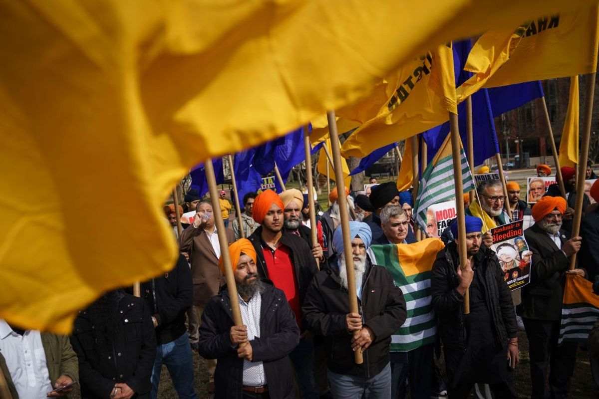 Members of Sikhs For Justice rally against Indian prime minister Narendra Modi in the US