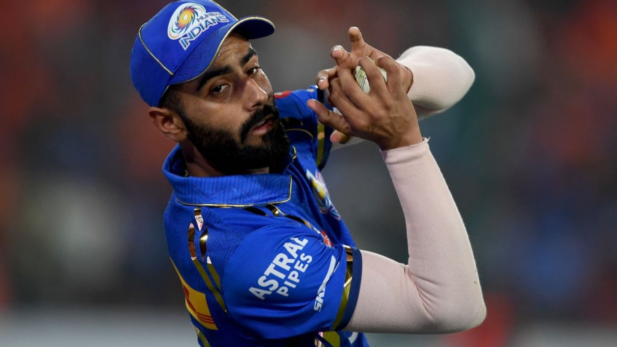 Naman Dhir celebrating after a big six in the Sher-e-Punjab T20 League